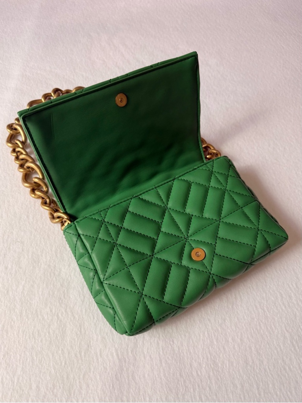 Zara Quilted Chain Strap Shoulder Bag Green - Picture 4 of 7
